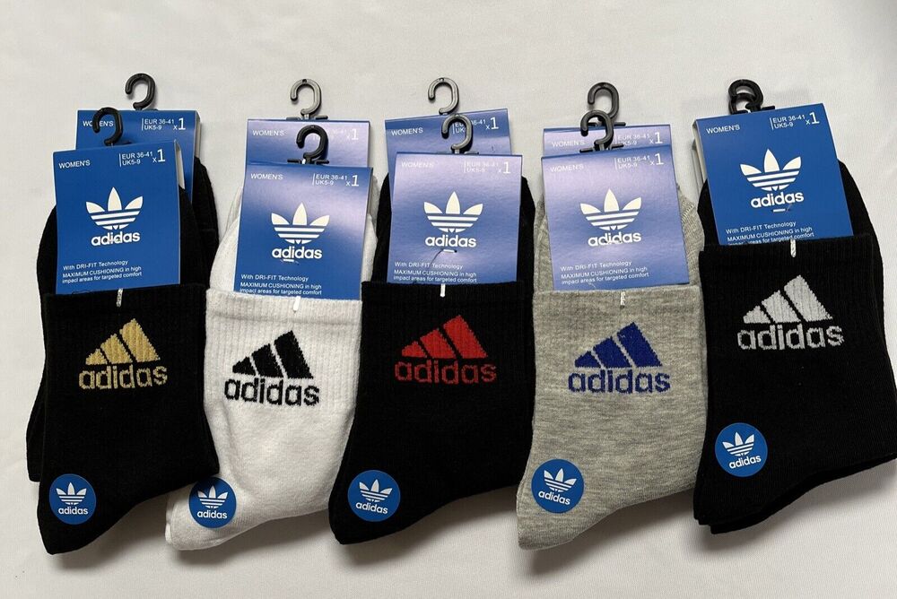 Adidas Womens Ankle Socks Multicolor US 5-10 EUR 36-41 DRI-FIT Cushioning 10 Pr